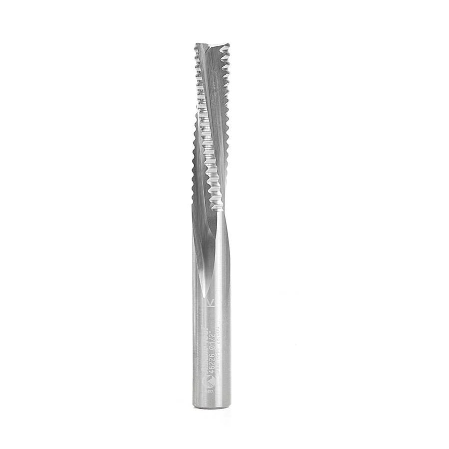 Solid Carbide Roughing Spiral 3 Flute Chipbreaker 1/2 Dia x 2 inch x 1/2 Shank Down-Cut Router Bit Q946