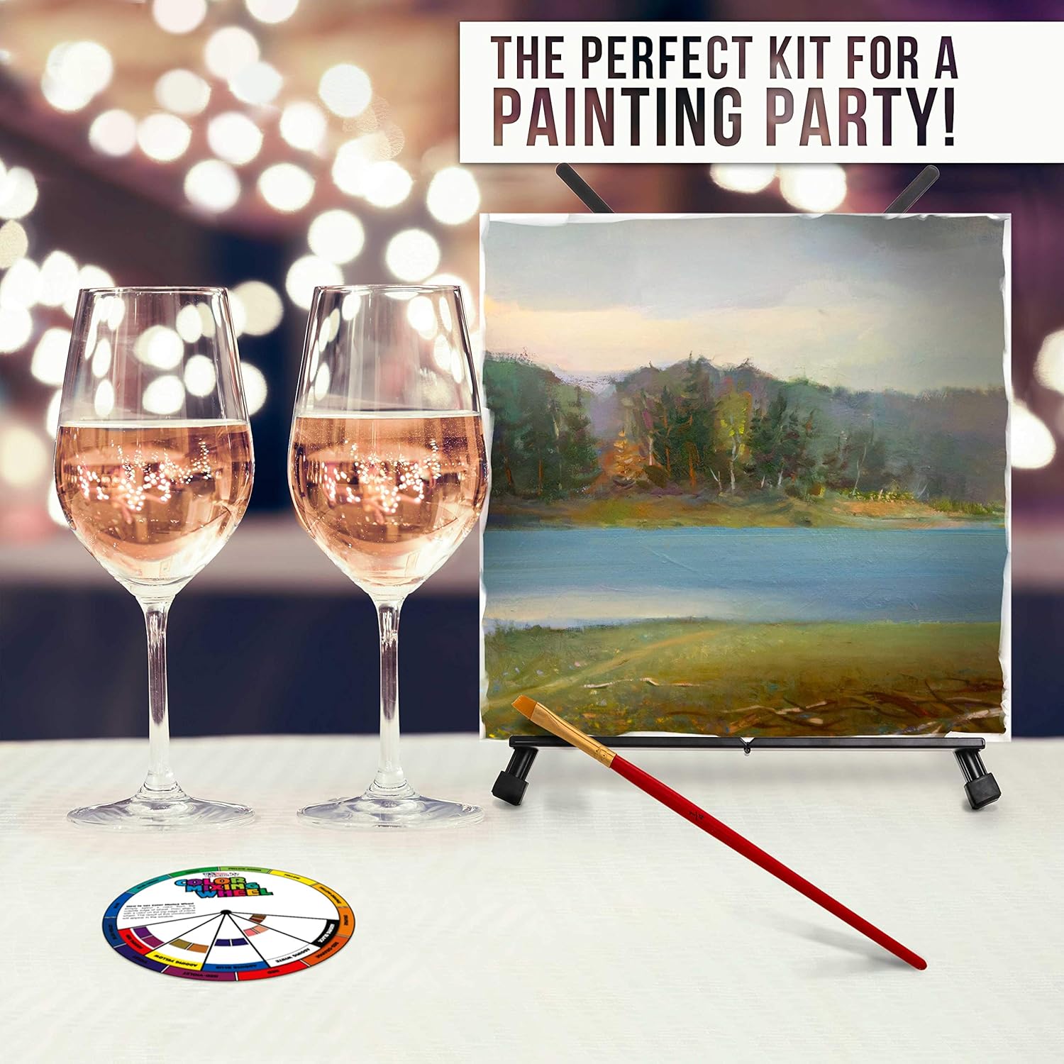6 Easels, 12 Paint Tube Set, 12 Canvas Panels, 6 Brush Sets & 6 Aprons Painting Kit F3733