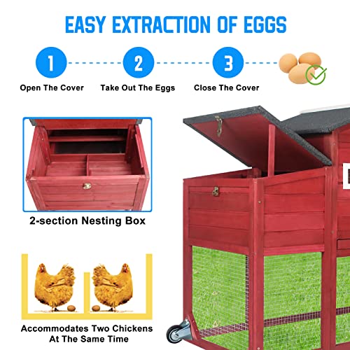 Black Wooden Chicken Coop and Rabbit Hutch with Nesting Box and Pull Out Tray Y84851