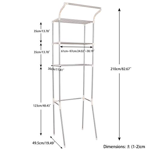 3-Tier Laundry Room Shelf with Clothes Hanging Rod F4017