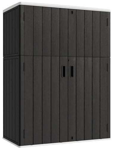 57 Cu.ft Brown Outdoor Vertical Storage Shed S5200