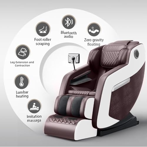 Brown White Full Body Zero Gravity Massage Recliner Chair with Hip Heat H808