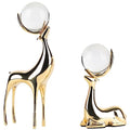 Crystal Ball Reindeer Figurine Statues Set of 2 Copper Reindeer Ornaments Q447882