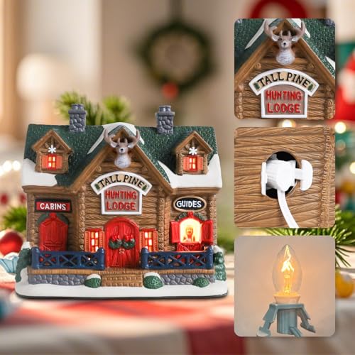 Lighted Ceramic Christmas Village Houses Decorations 8.5" I3813