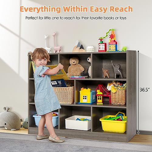 5-Section 2-Tier Open Wooden Storage Shelf Q5992