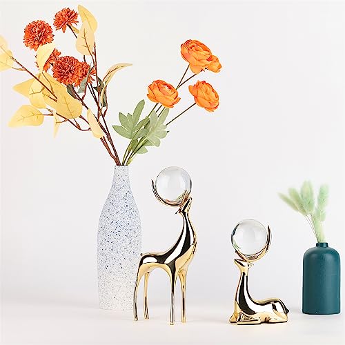 Crystal Ball Reindeer Figurine Statues Set of 2 Copper Reindeer Ornaments Q447882