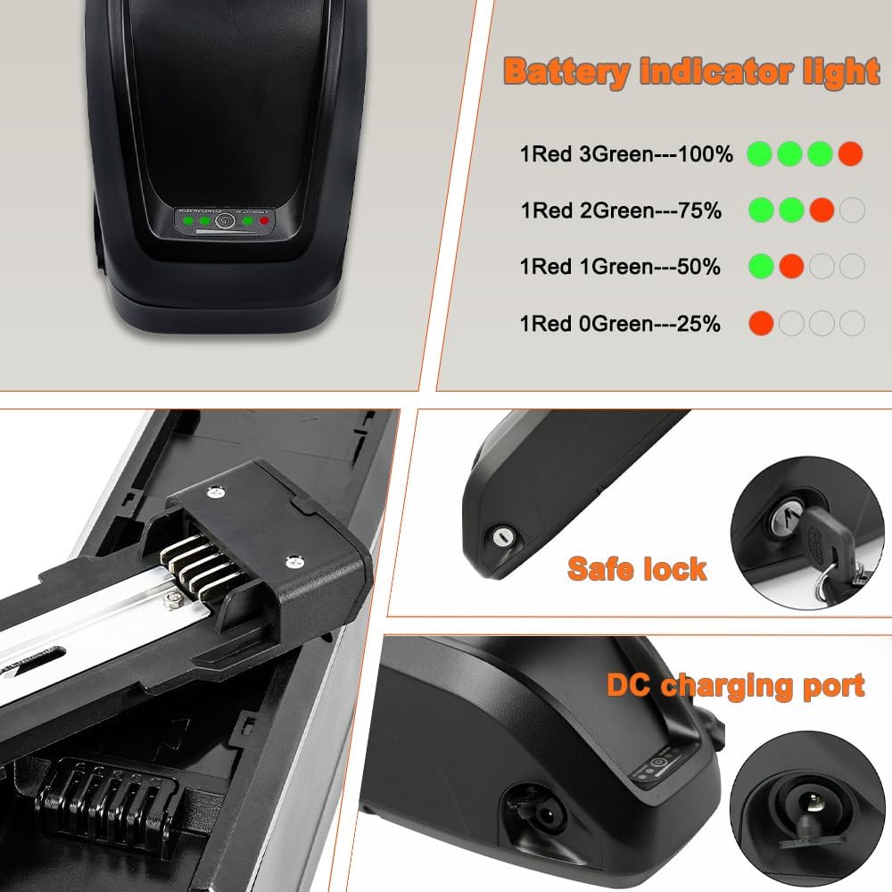 50V20Ah Lithium Ebike Battery with 35A BMS 3A Charger B9918