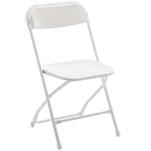White Plastic Folding Chairs Steel Frame Set of 10 K4148