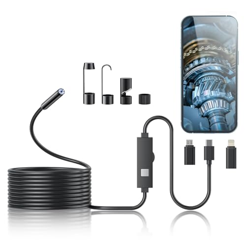 1920P HD Borescope with 8 Adjustable LED Lights, 16.4ft Semi-Rigid Snake Camera A976