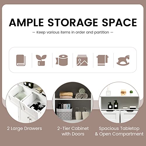 Black Bathroom Floor Cabinet with 2 Removable Drawers, 2 Doors & Adjustable Shelf I67282