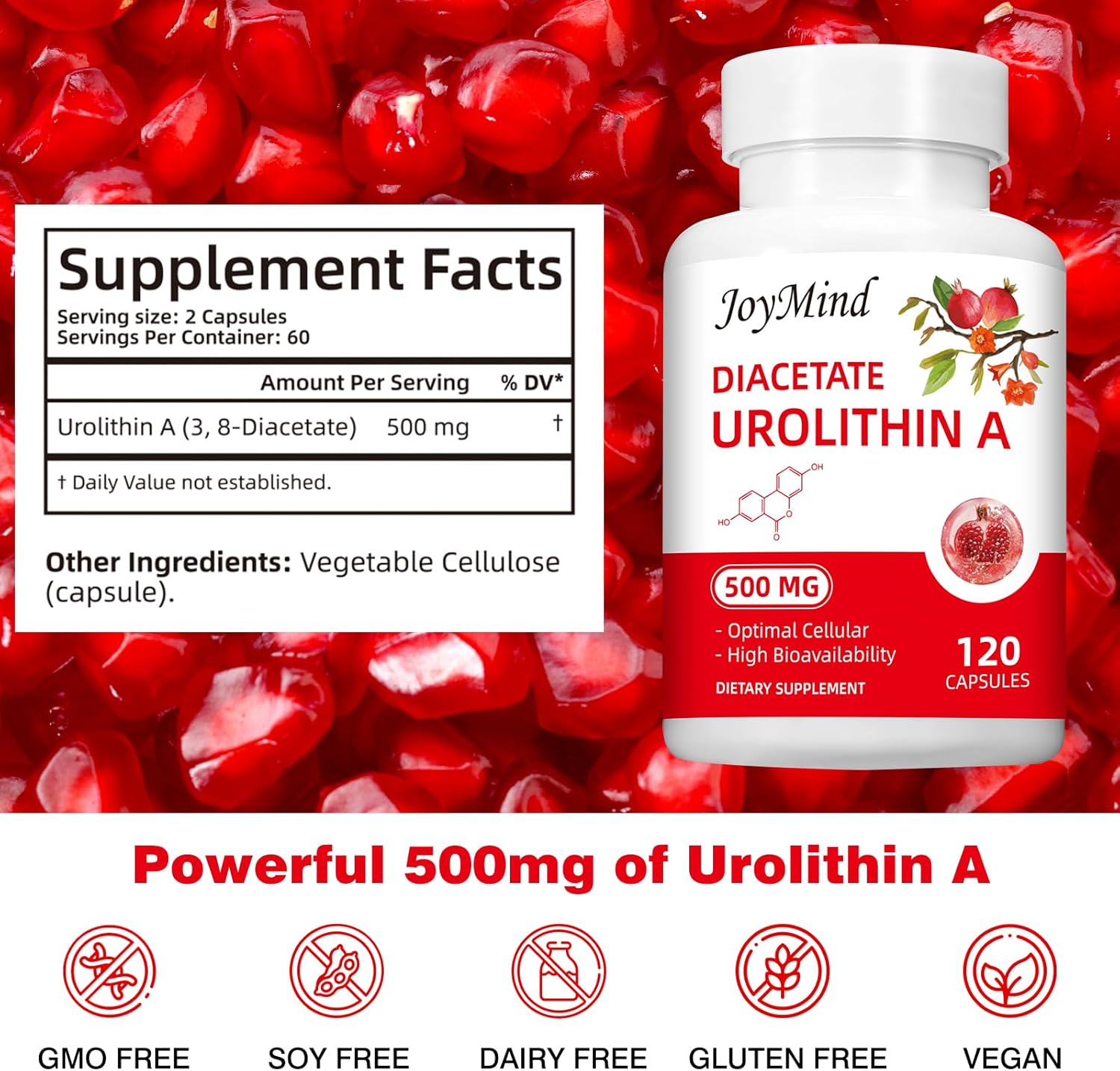 Urolithin A 500mg 120 Vegan Capsules A369735