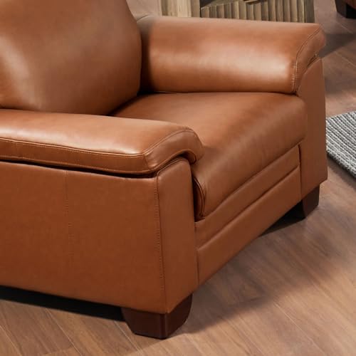 84" Nutmeg Brown Top Grain Leather Sofa I4148