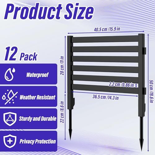 Black Plastic Fence Panels 12 Pack H68062