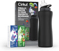 32oz Matte Black Stainless Steel Water Bottle with Black Lid and 2 Flavor Cartridges J505196
