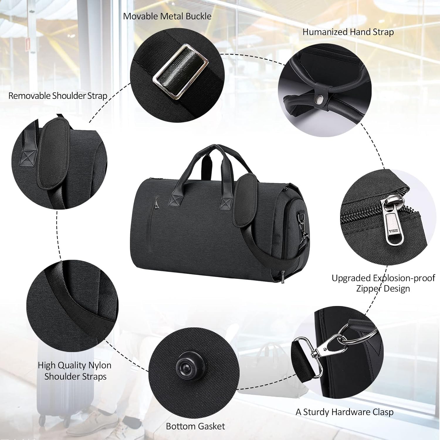 Convertible Garment Duffel Bag with Shoe Compartment C6583
