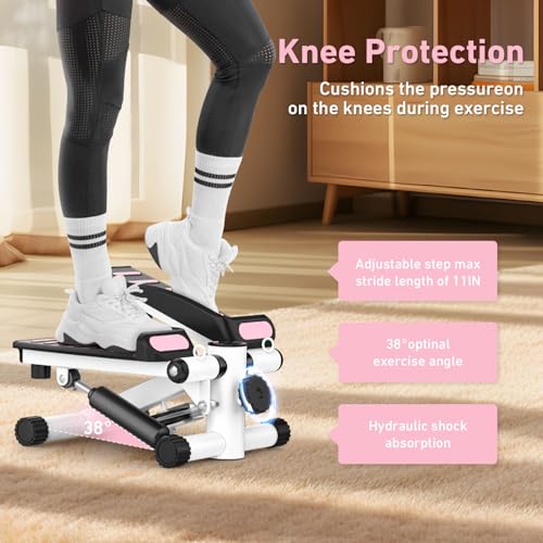 Mini Stepper with Resistance Bands, Hydraulic Fitness Stepper with LCD Monitor S653695