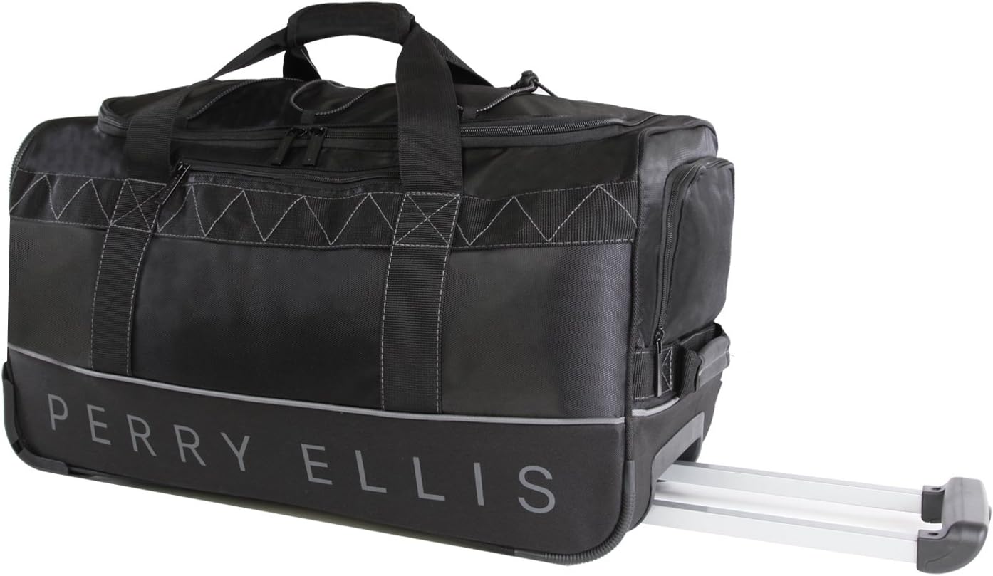 Black Grey Lightweight Rolling Duffel Bag V398