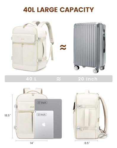 40L Waterproof Travel Backpack with 3 Packing Cubes X734484