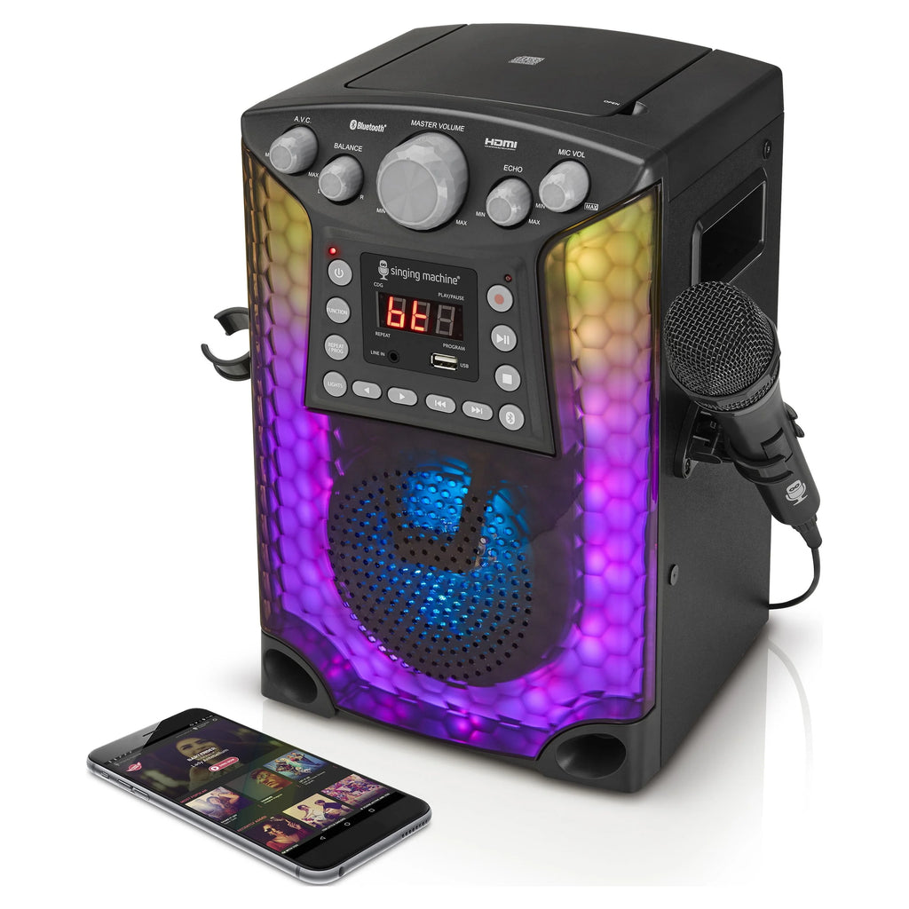 Black Bluetooth CD+G Karaoke Sound System with LED Lights O6507