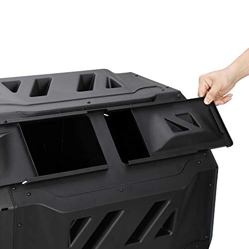 Black Dual Chamber Tumbling 43 Gallon Composter with Steel Frame N4859