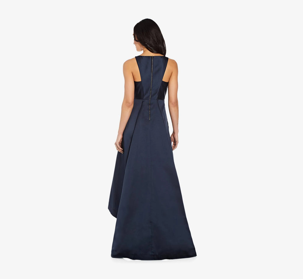 Navy High Low Mikado Gown A235
