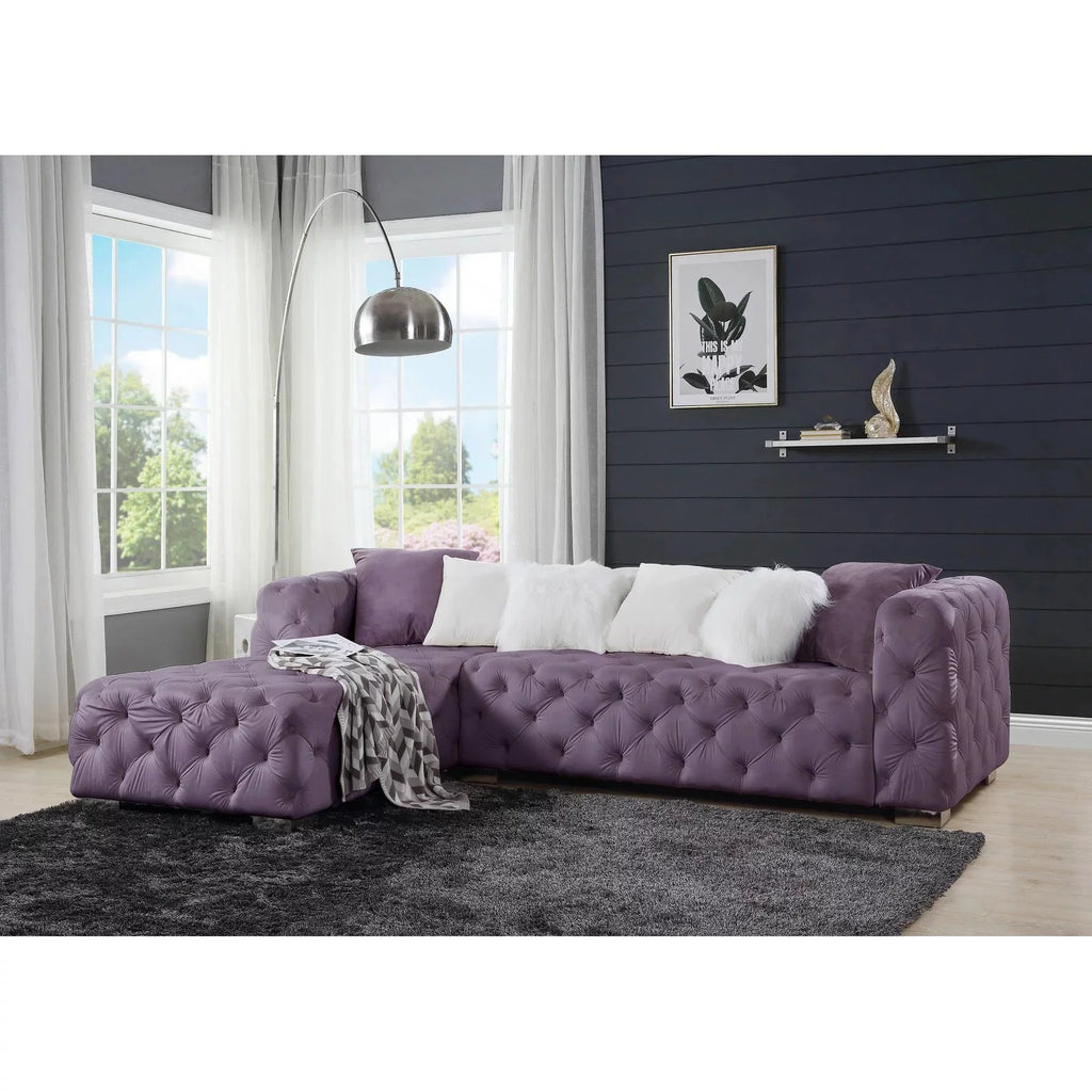 Purple Velvet Sectional Sofa L55288