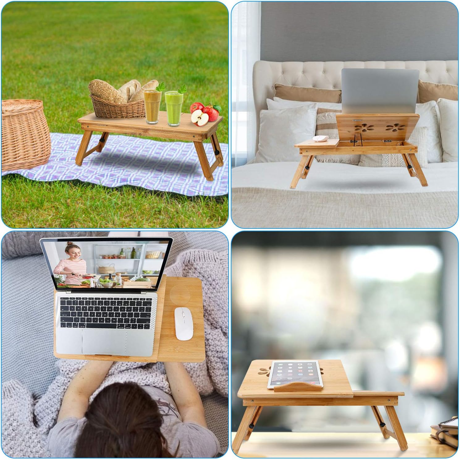 Bamboo Bed Tray with Side Storage Drawer B2110