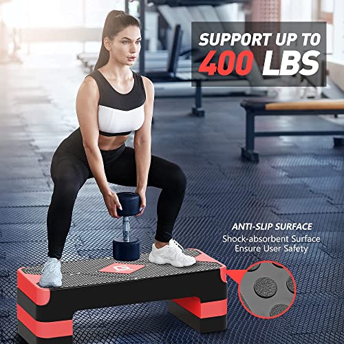 Adjustable Aerobic Step Platform, 26.5" Step Deck with 4” 6” 8” Risers G865235