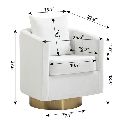 White Set of 2 Swivel Teddy Fabric Accent Chairs G357067