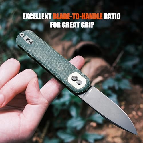 Small Folding Knife with Clip, 2.99" Sheepsfoot Blade, Micarta Handle I6079