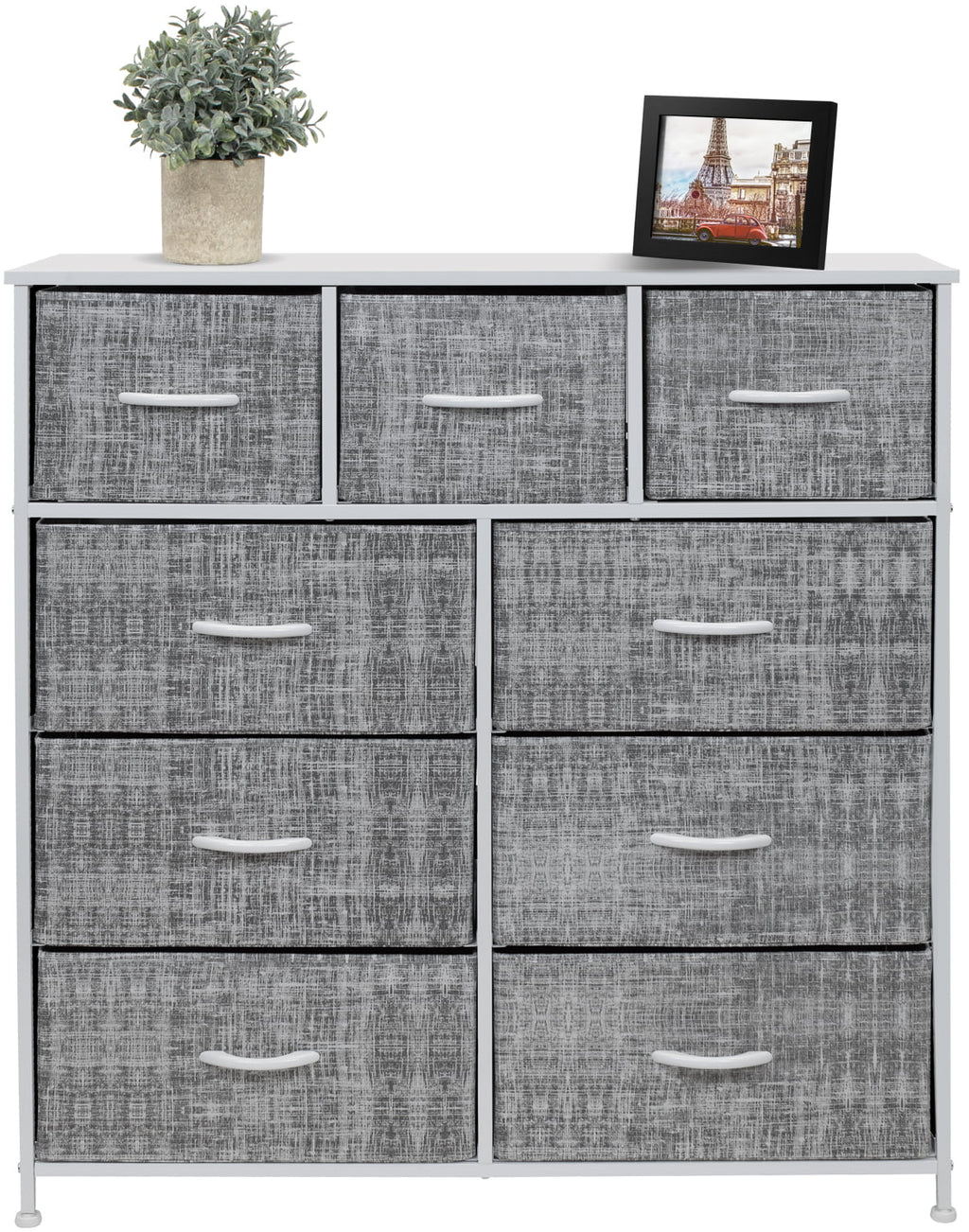9 Drawer Fabric Dresser with Steel Frame L16008