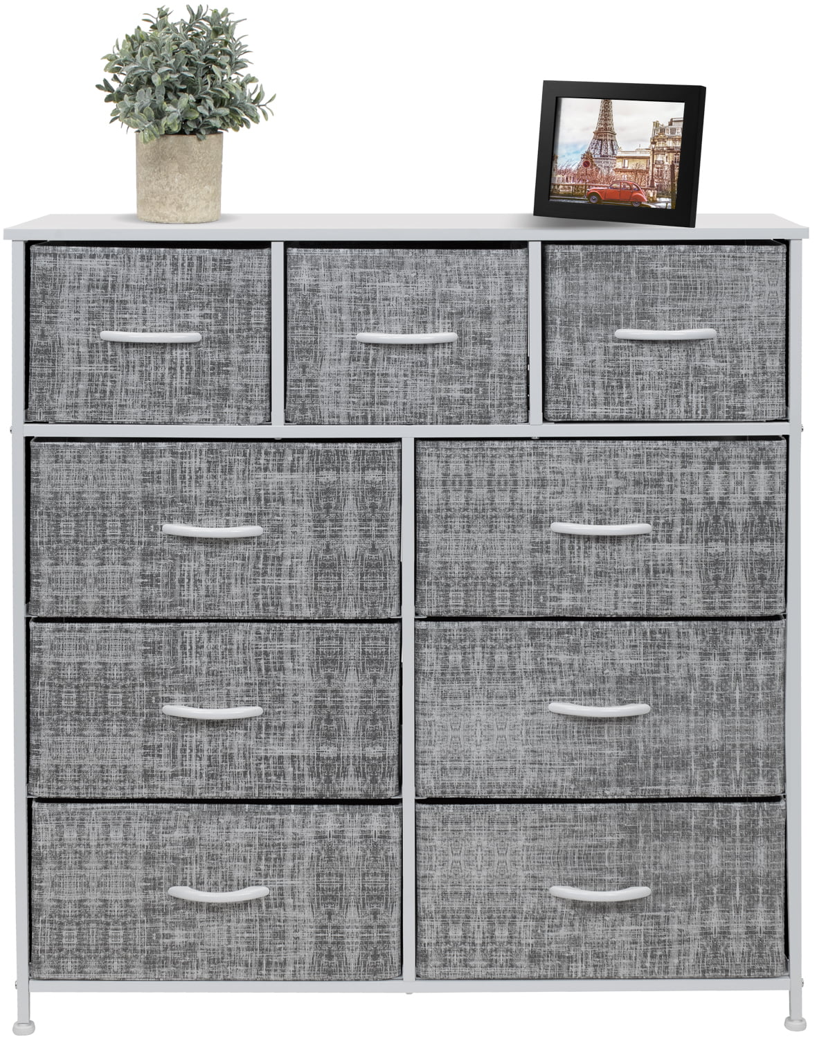 9 Drawer Fabric Dresser with Steel Frame L16008