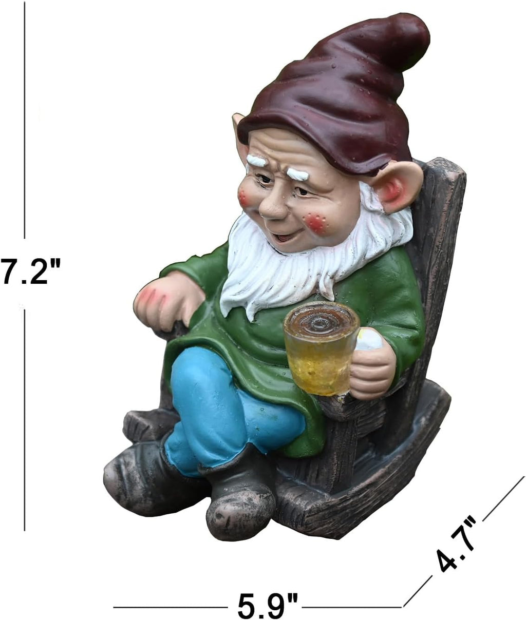 Solar Powered LED Garden Gnome Statue 7" J556077