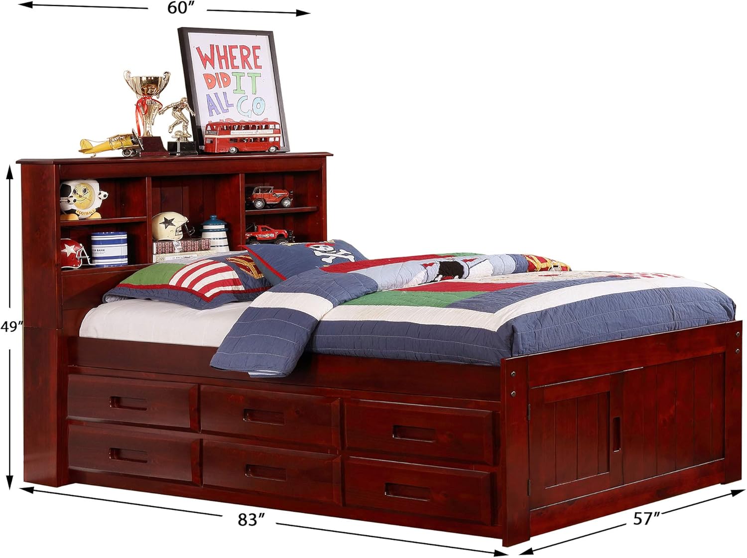 Full Bookcase Bed with 6 Drawers V922