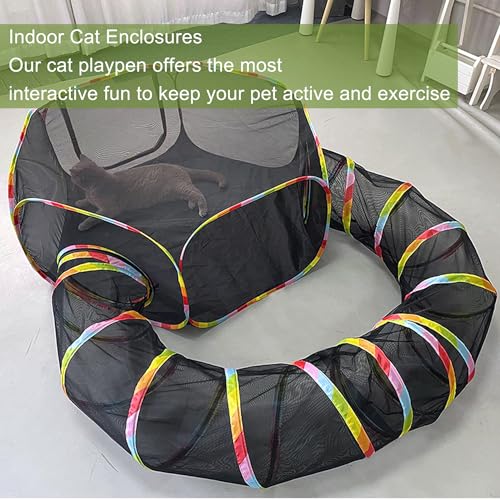 Outdoor Cat Enclosure Portable Cat Tents Cage Free Cat Playpen Pet Enclosure Cat Tunnel Outdoor Playground S49166