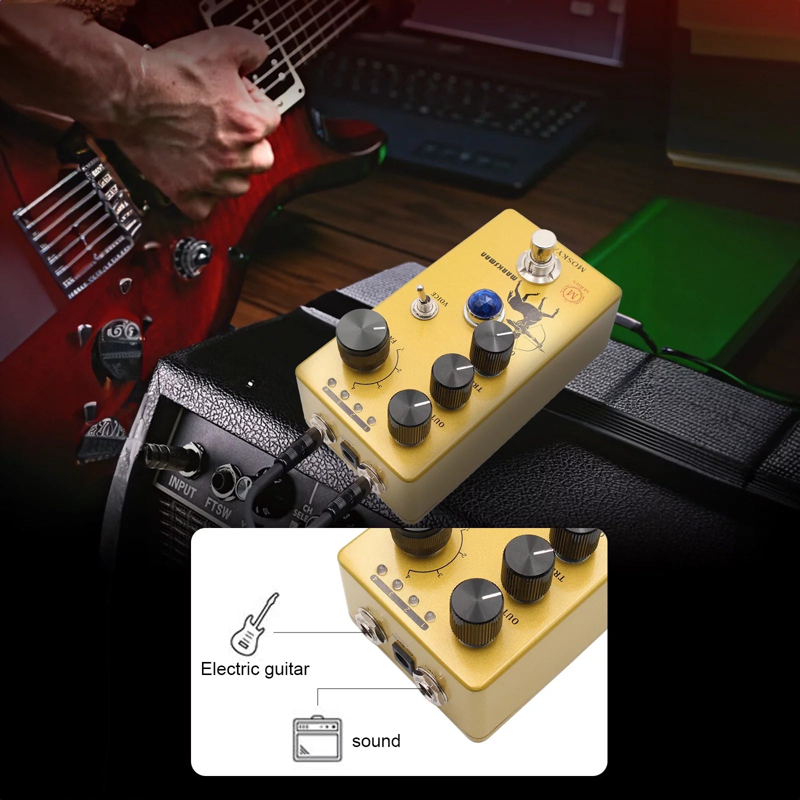 Guitar Pedal with 4 Clipping Modes T85925