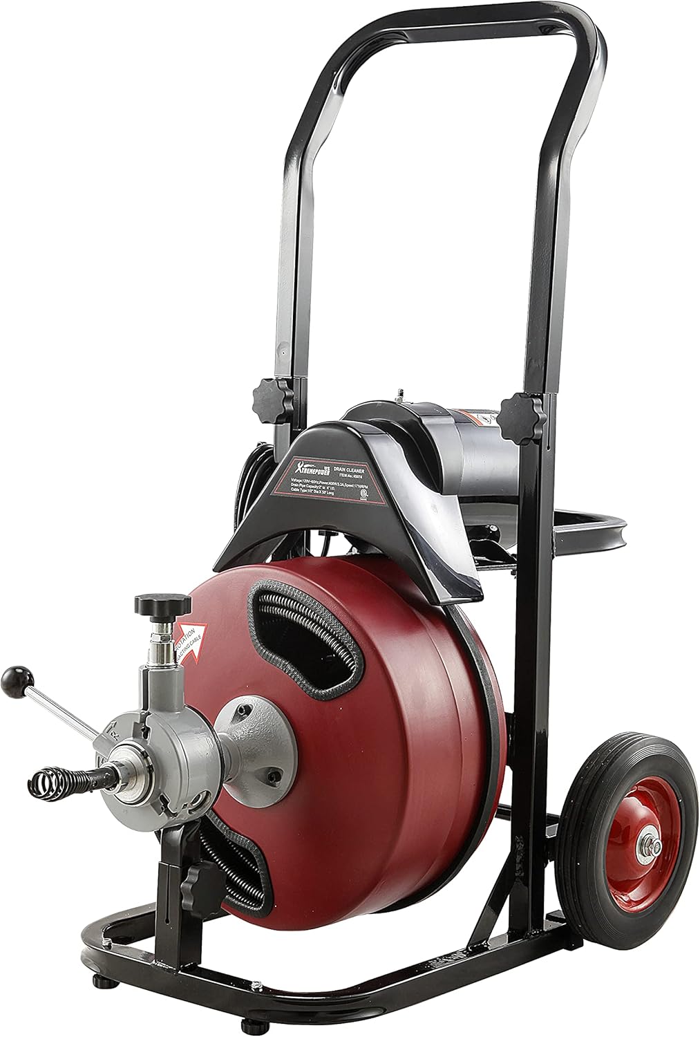 Commercial Sewer Snake Drill Drain Auger Cleaner Cable 50-Feet Long 1/2 (4)-Cutter Set with Wheel N9953