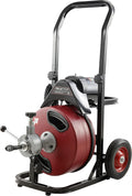 Commercial Sewer Snake Drill Drain Auger Cleaner Cable 50-Feet Long 1/2 (4)-Cutter Set with Wheel N9953