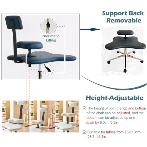 White Ergonomic Cross Legged Kneeling Office Chair with Brake Wheel T75726