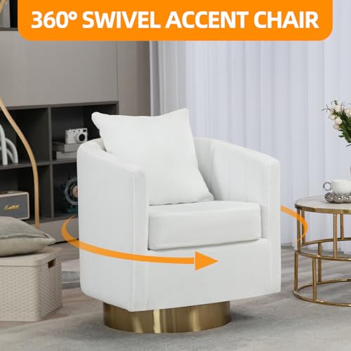White Set of 2 Swivel Teddy Fabric Accent Chairs G357067