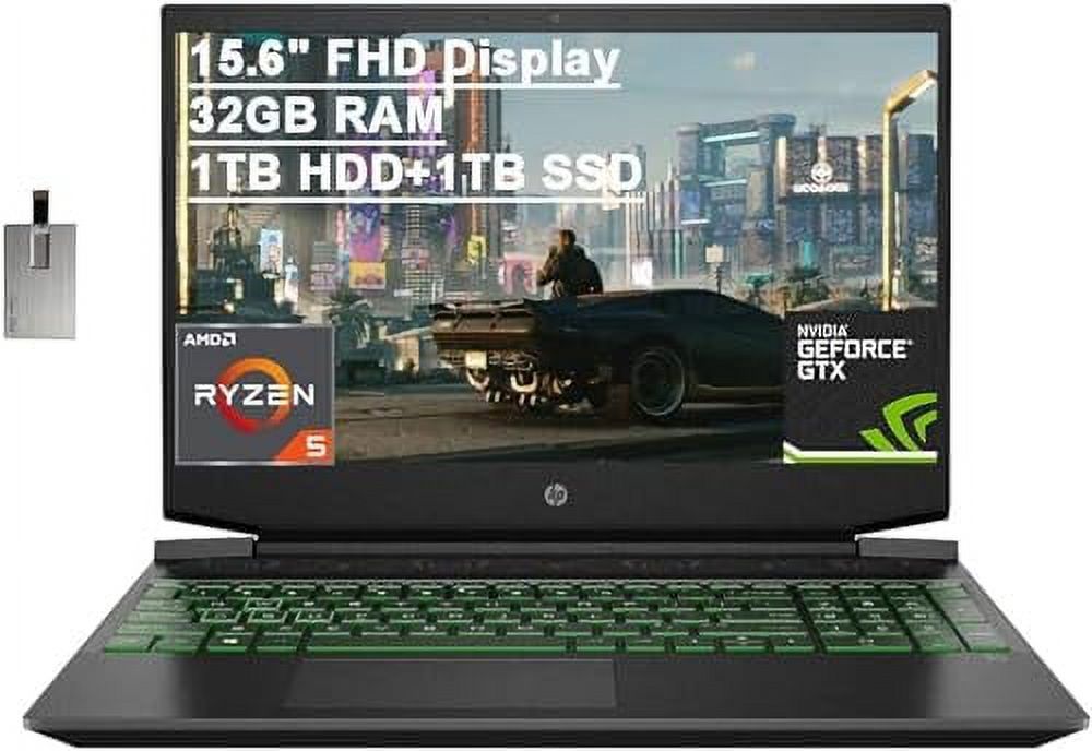 15.6" FHD Gaming Laptop, AMD Ryzen 5-4600H, 32GB RAM, 1TB HDD+1TB SSD, GeForce GTX 1650, Black G957953