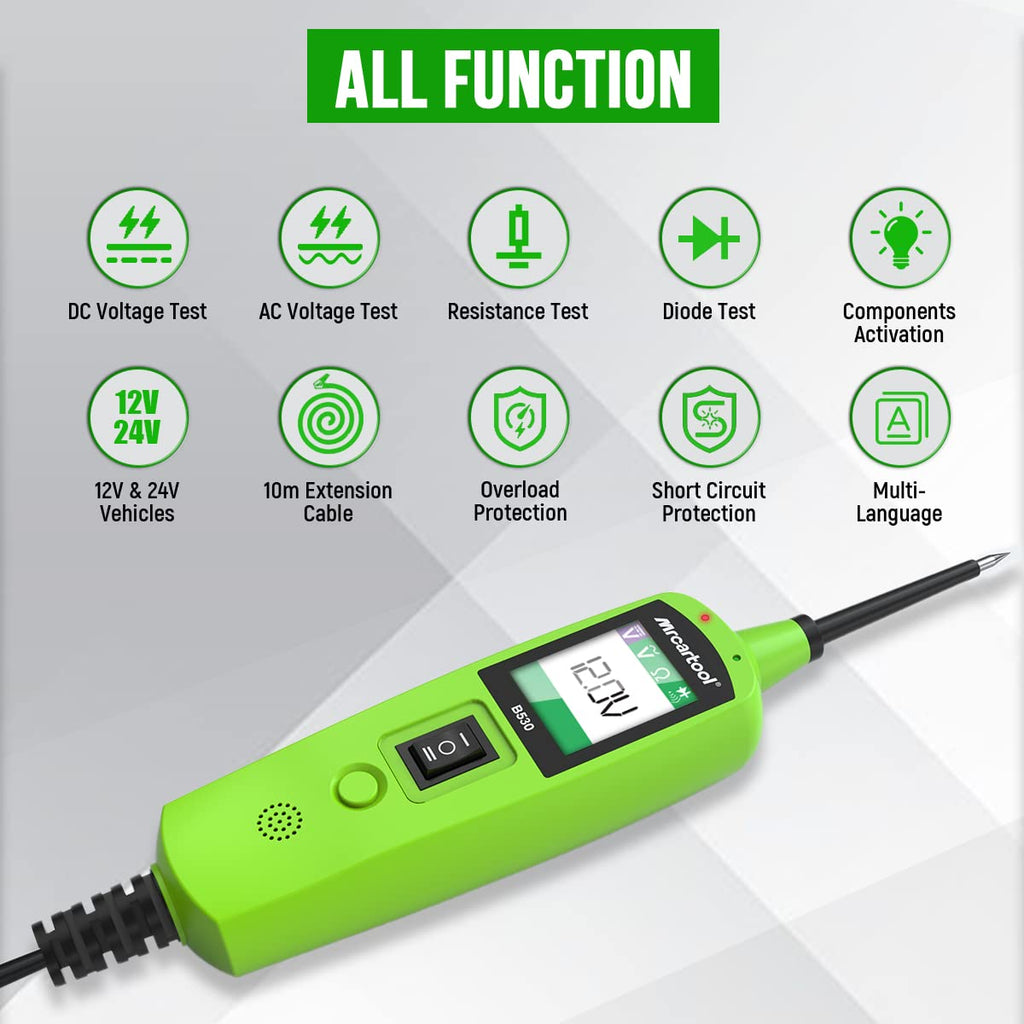 Automotive Power Probe Circuit Tester Kit with LED Display for 12V/24V Vehicles Pack of 2 L5319