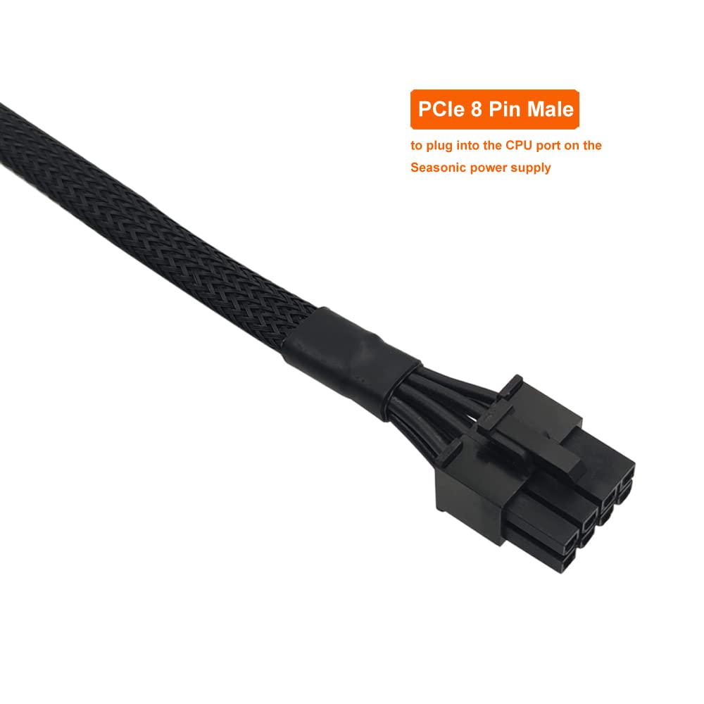 CPU 8 Pin Male to CPU 8 Pin (4+4 Detachable) Male EPS-12V Motherboard Power Adapter Sleeved 25-inch W410584