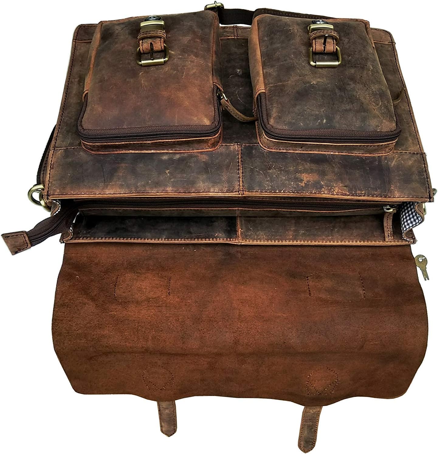 Retro Genuine Buffalo Vintage Leather Laptop Messenger Shoulder Bag (15 inch) W57857