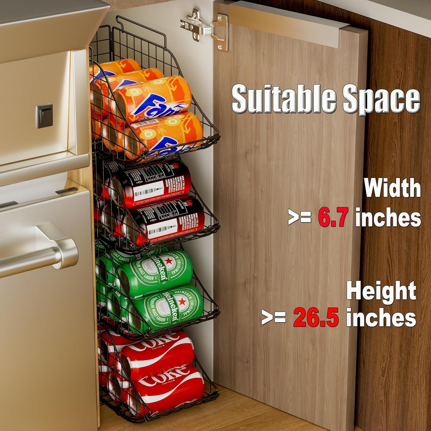Black 6 pack Stackable Can Storage Organizer Y2811