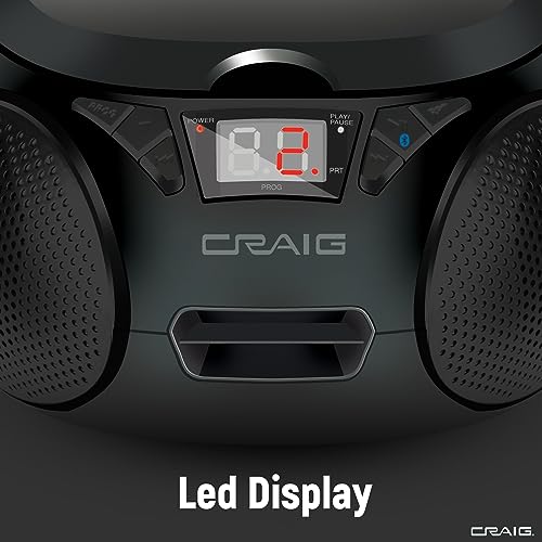 Portable Top-Loading Stereo CD Boombox with AM/FM Radio Bluetooth Q486