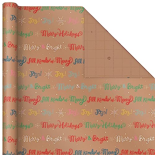 Brown Kraft Christmas Wrapping Paper Rolls (Pack of 3: 90 sq. ft. ttl) Q365853