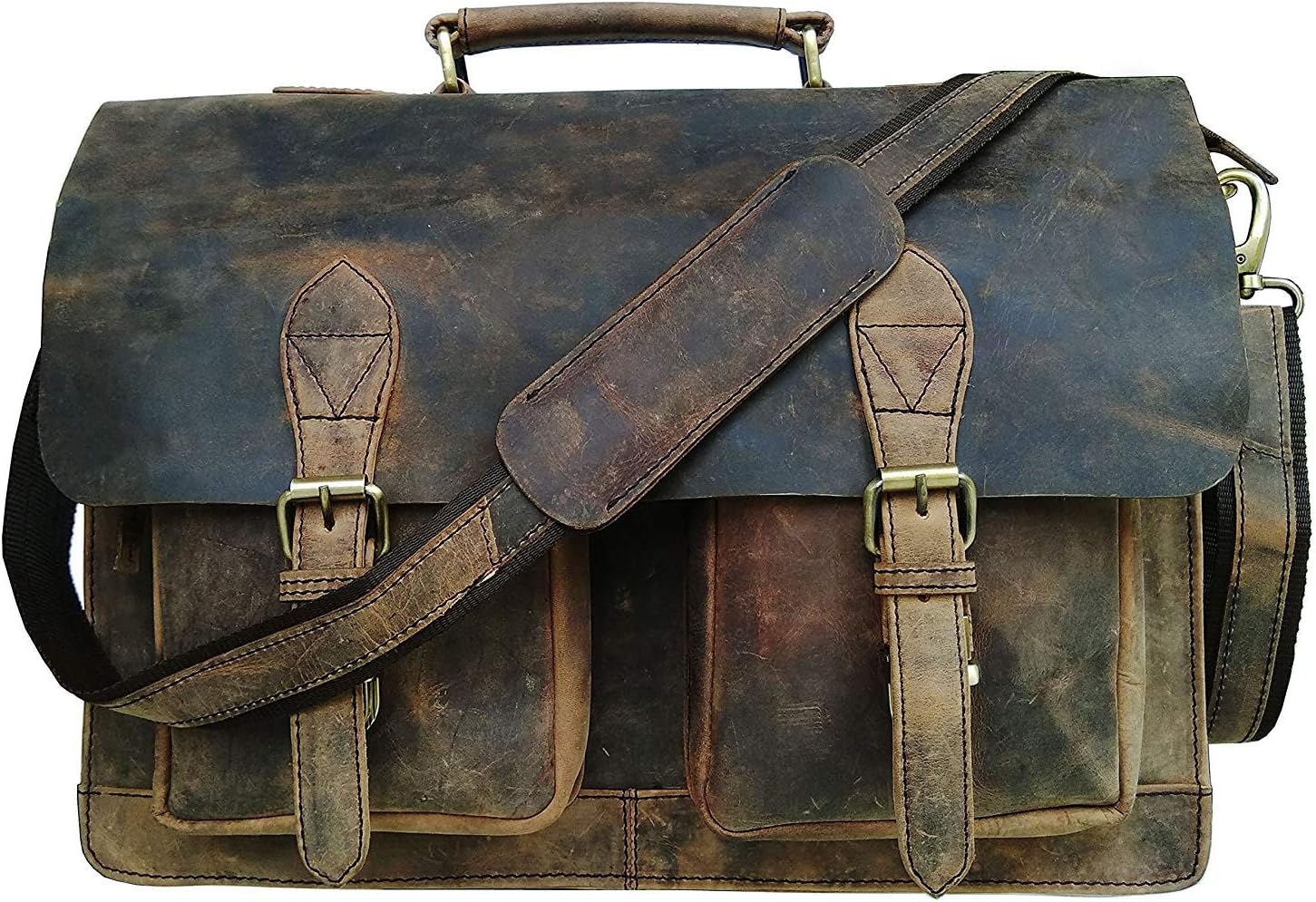 Retro Genuine Buffalo Vintage Leather Laptop Messenger Shoulder Bag (15 inch) W57857