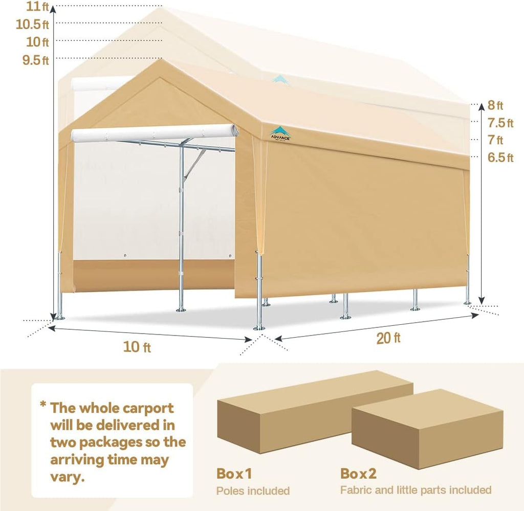 Beige Adjustable Heavy Duty Carport Canopy E3853
