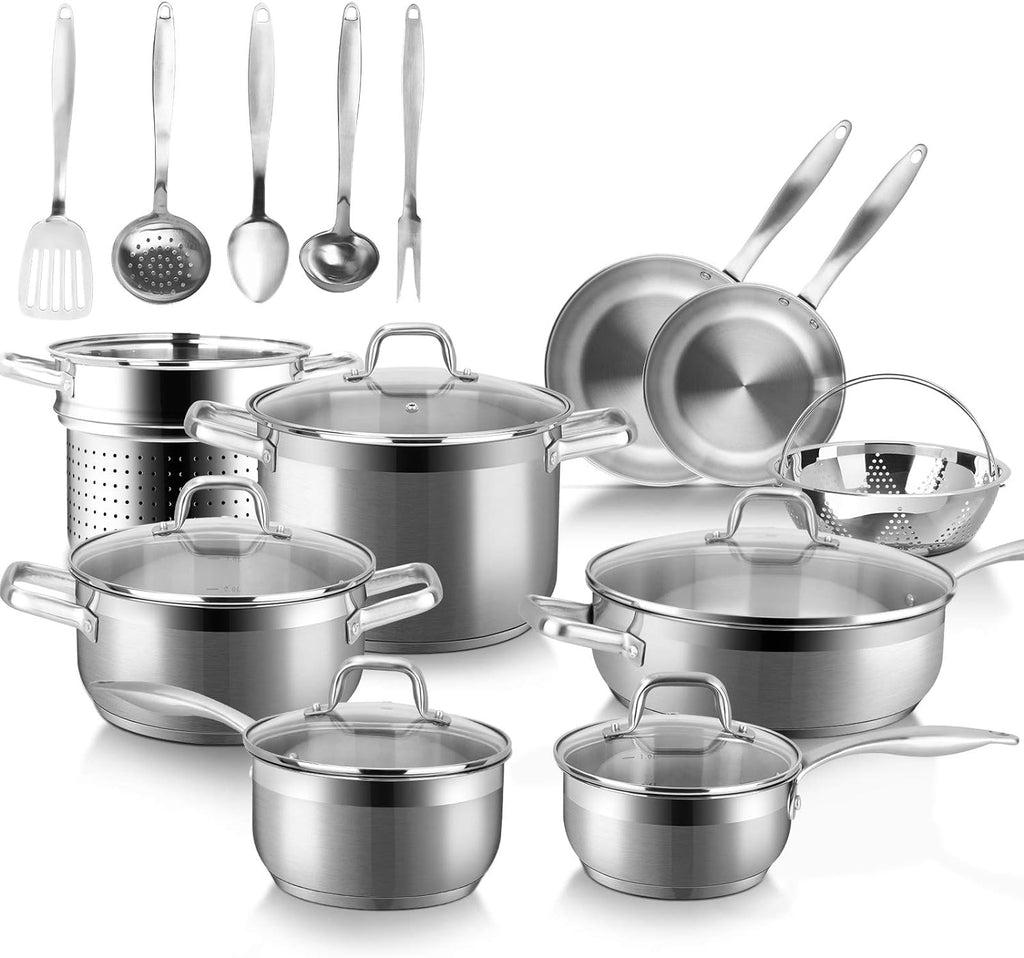 19PC Stainless Steel Induction Cookware Set A8981